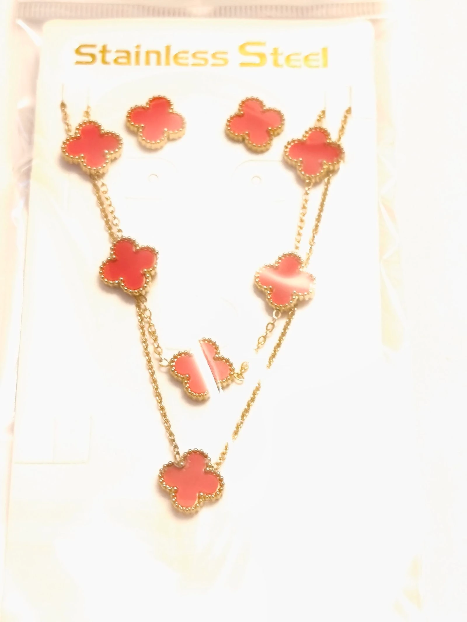 Conjunto de gargantilha, pulseira e brincos de trevo – photo 2